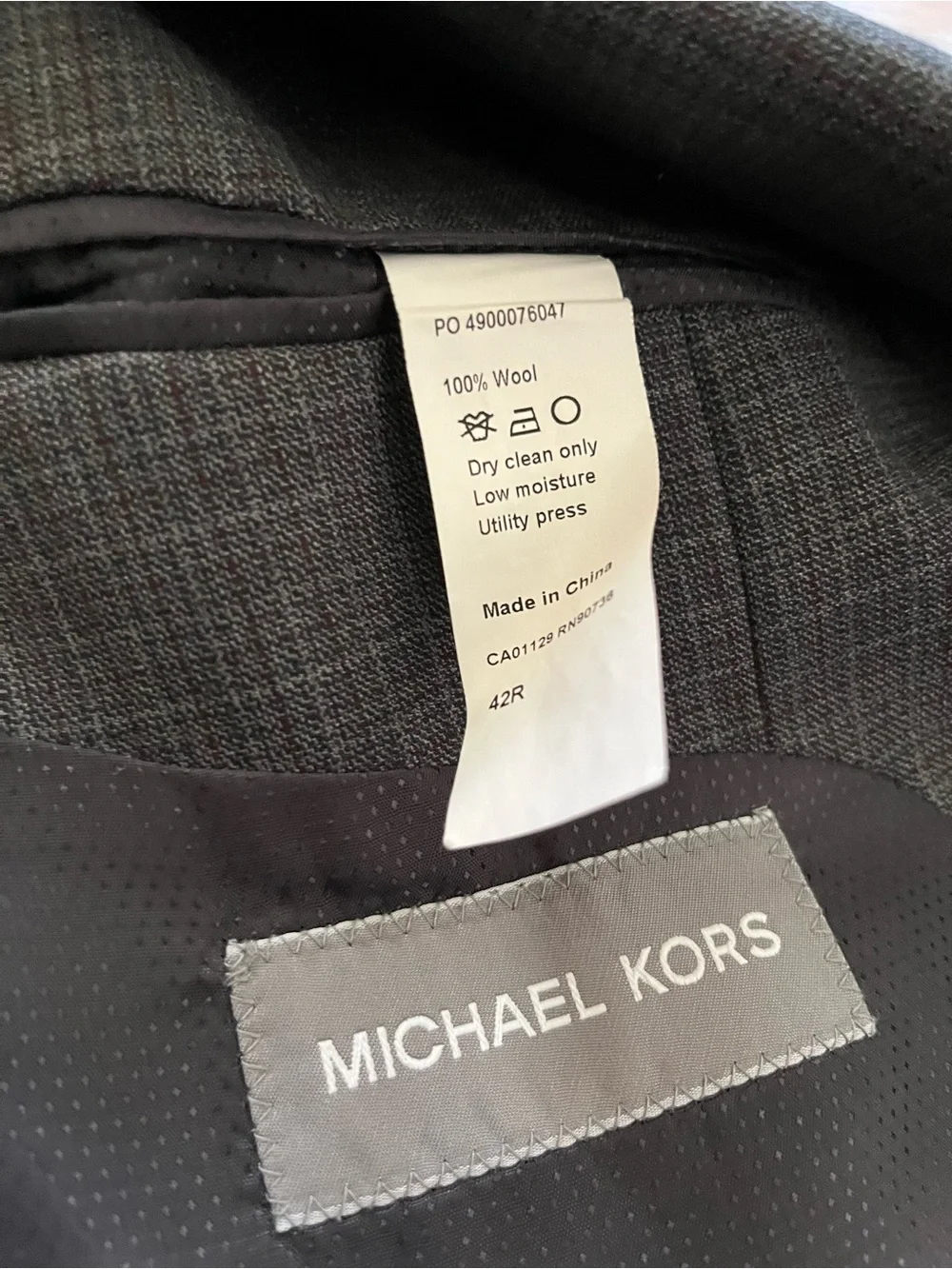 Michael Kors Men's 42r Charcoal Windowpane Blazer